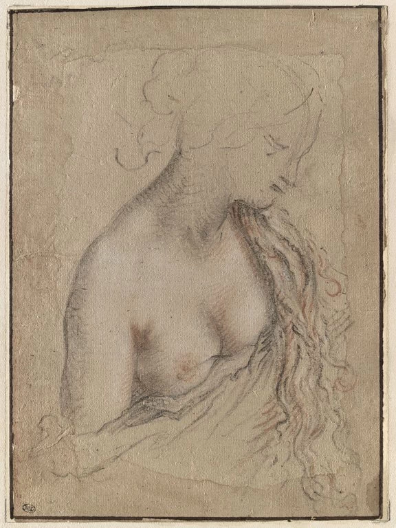 Busto di giovane donna seminuda, di profilo verso destra, con seno destro esposto - Museo del Louvre, Parigi
